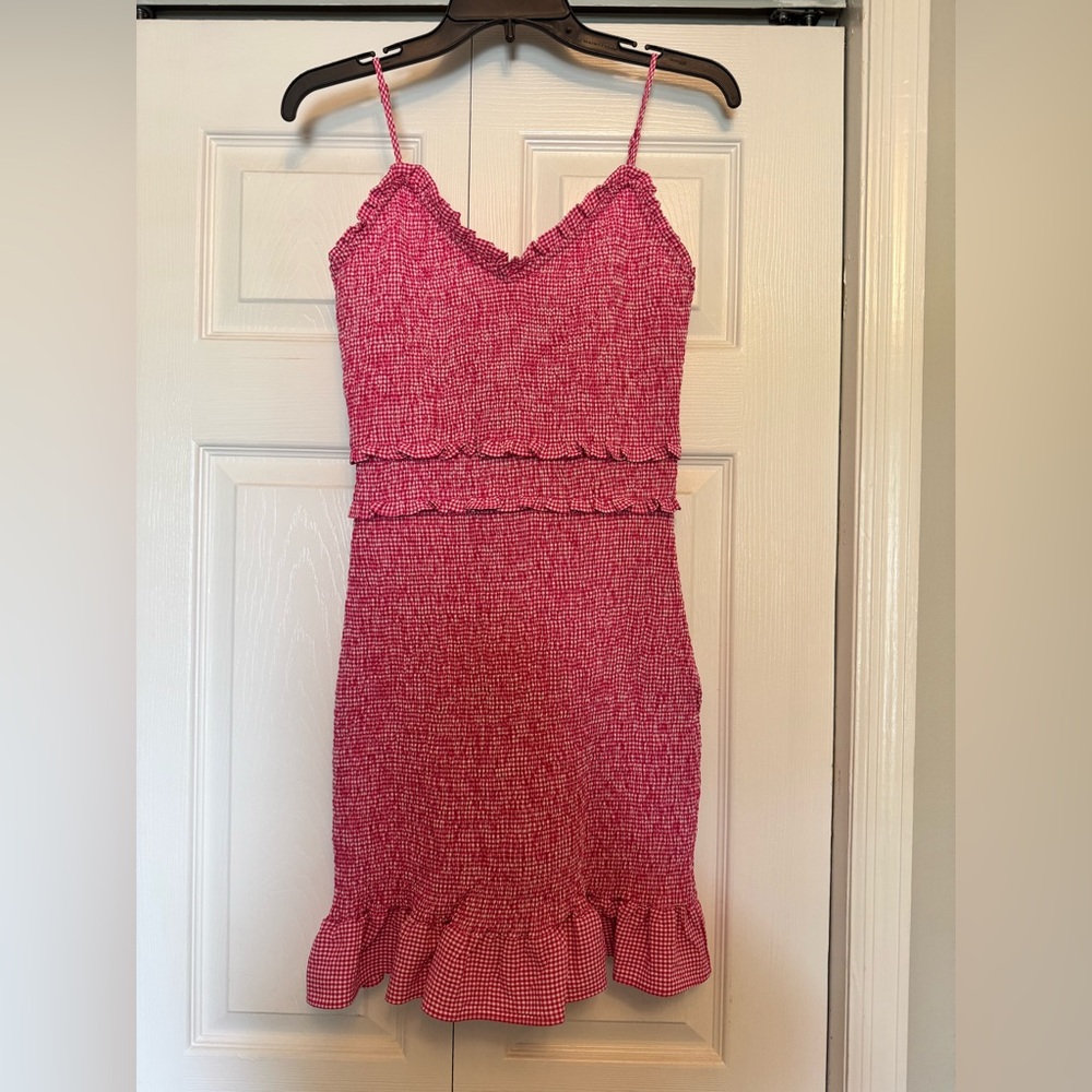 Skies Are Blue Pink Gingham Smocked Dress